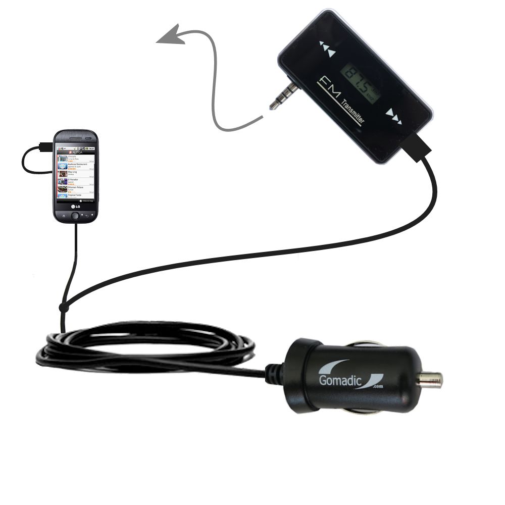 3rd Generation Powerful Audio FM Transmitter with Car Charger suitable for the LG GW620 - Uses Gomadic TipExchange Technology
