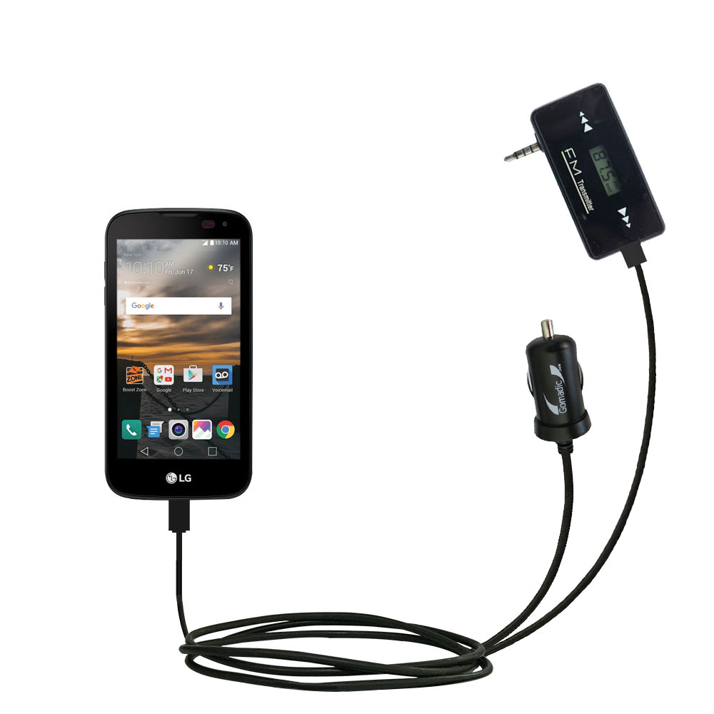 FM Transmitter Plus Car Charger compatible with the LG K3