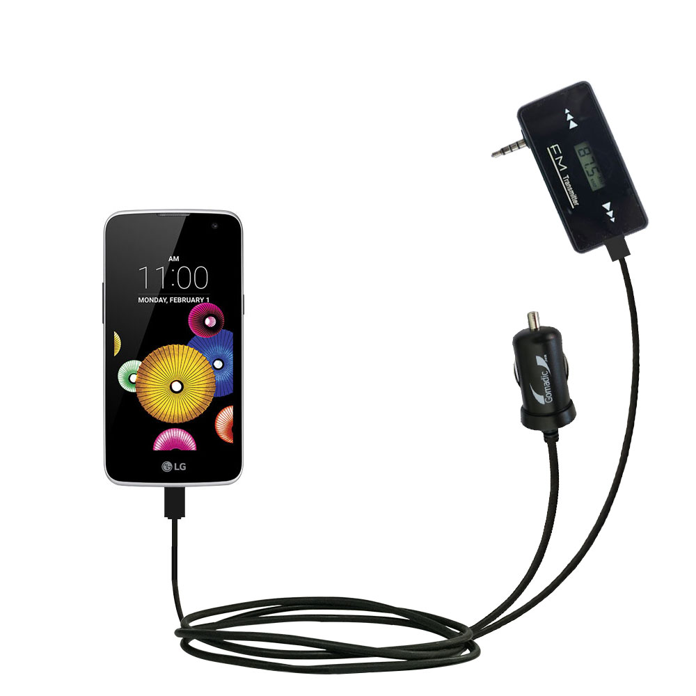 FM Transmitter Plus Car Charger compatible with the LG K4