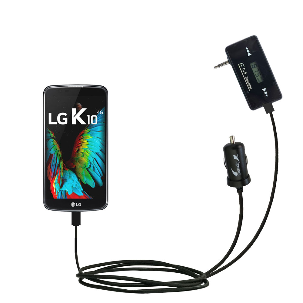 FM Transmitter Plus Car Charger compatible with the LG K8 / K10
