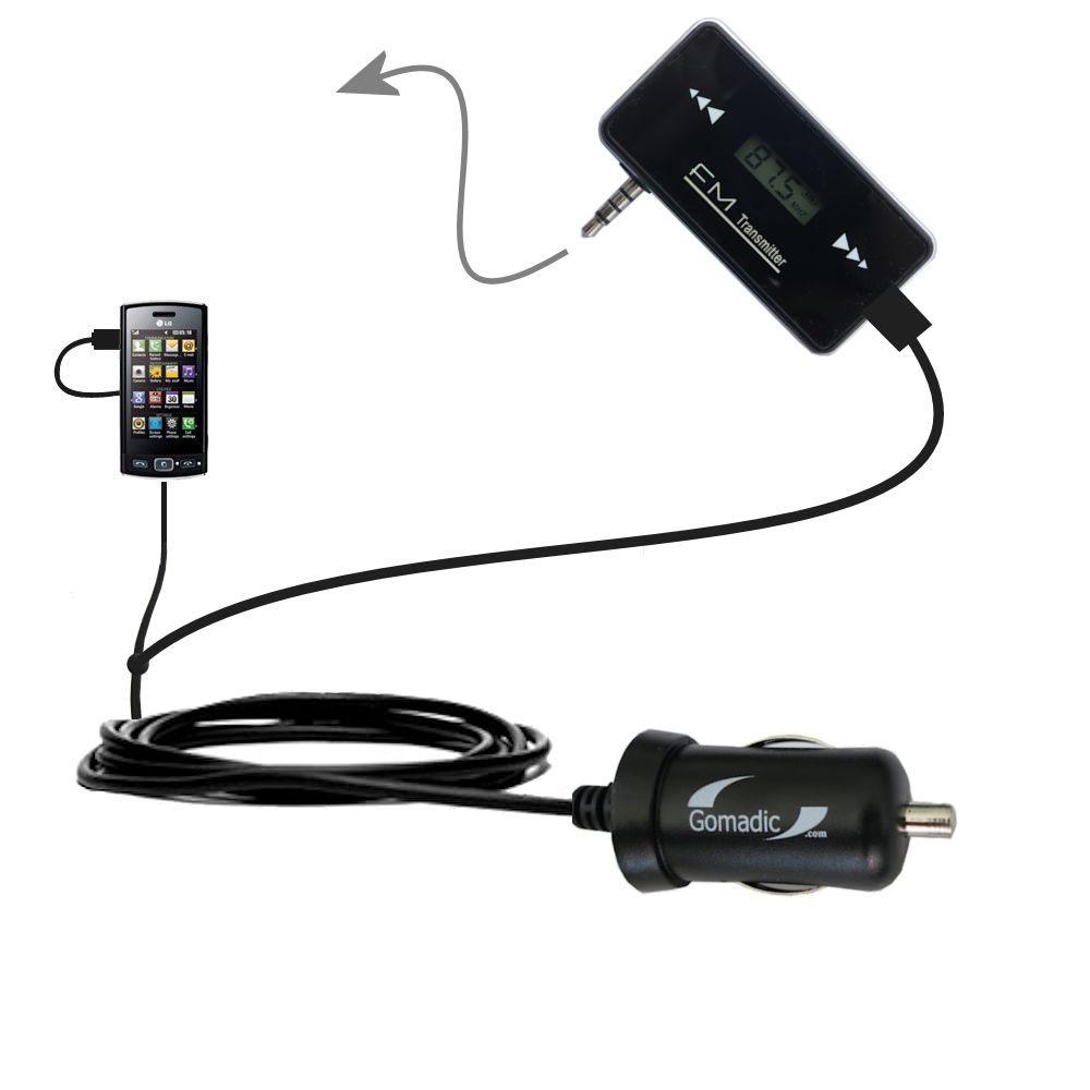 FM Transmitter Plus Car Charger compatible with the LG LG GM360 Viewty Snap