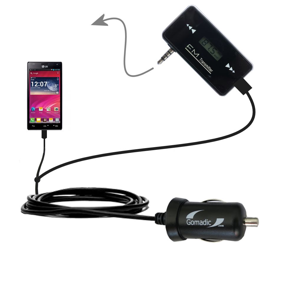 FM Transmitter Plus Car Charger compatible with the LG Optimus 4X HD