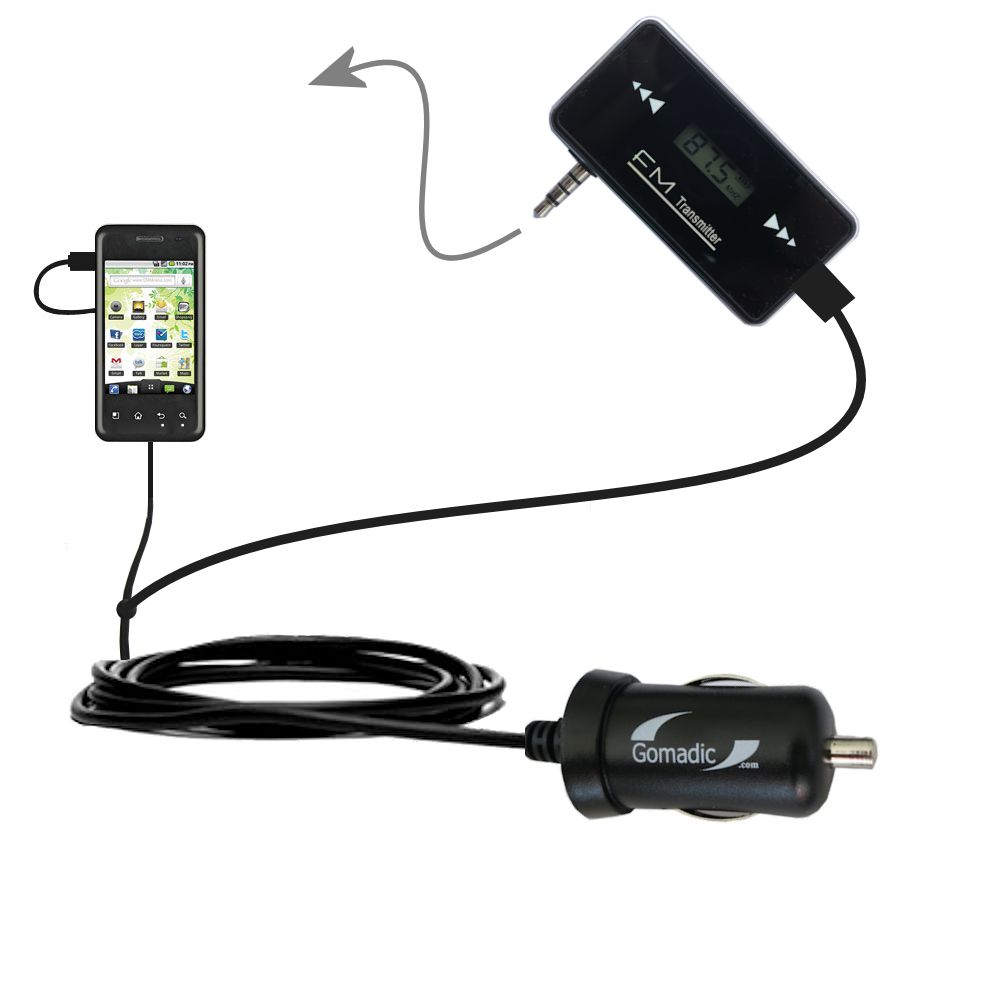 FM Transmitter Plus Car Charger compatible with the LG Optimus Chic