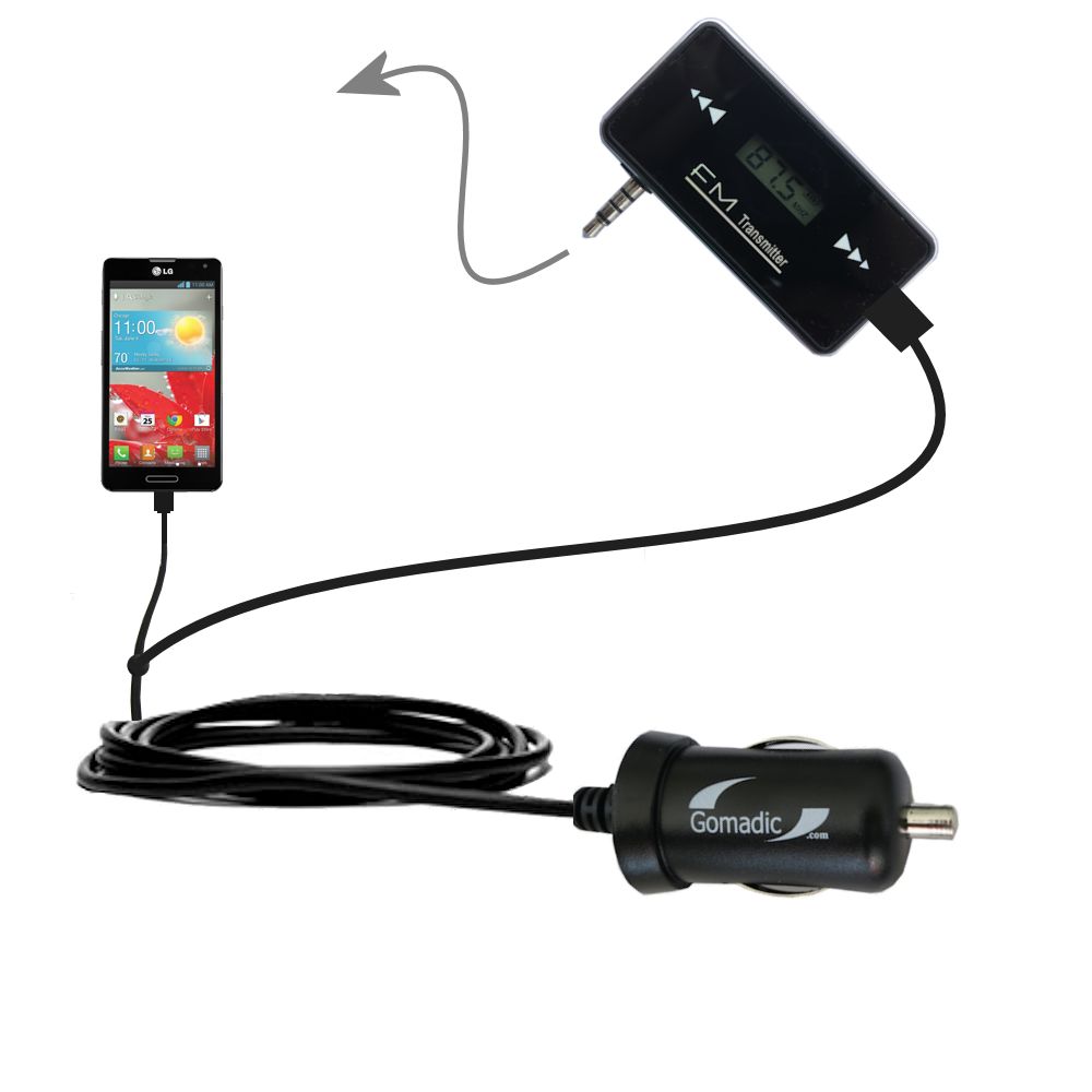 FM Transmitter Plus Car Charger compatible with the LG Optimus F7