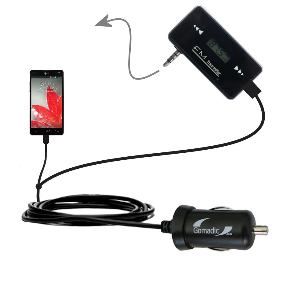 FM Transmitter Plus Car Charger compatible with the LG Optimus G