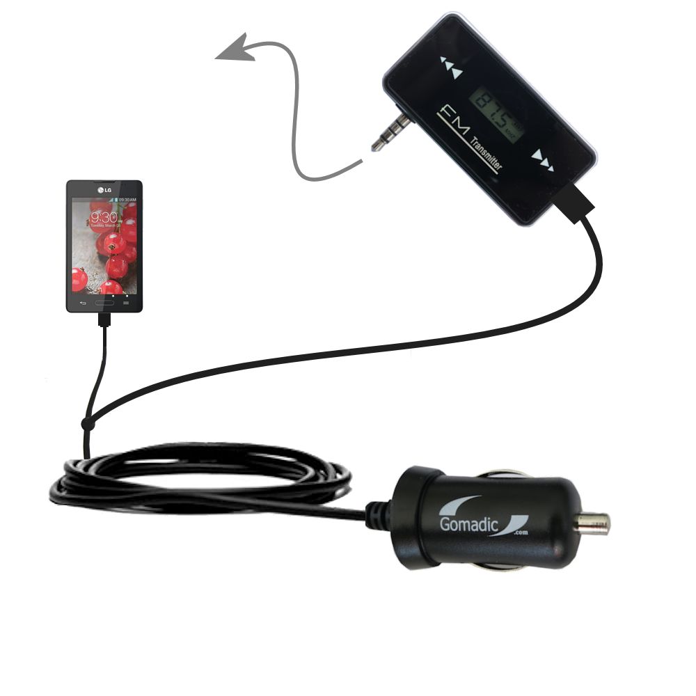 FM Transmitter Plus Car Charger compatible with the LG Optimus L4 II