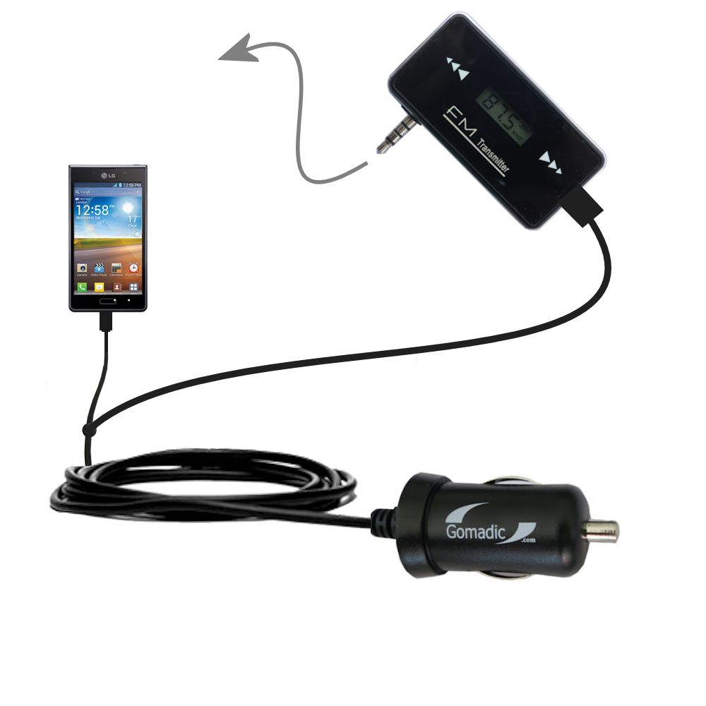 FM Transmitter Plus Car Charger compatible with the LG Optimus L7
