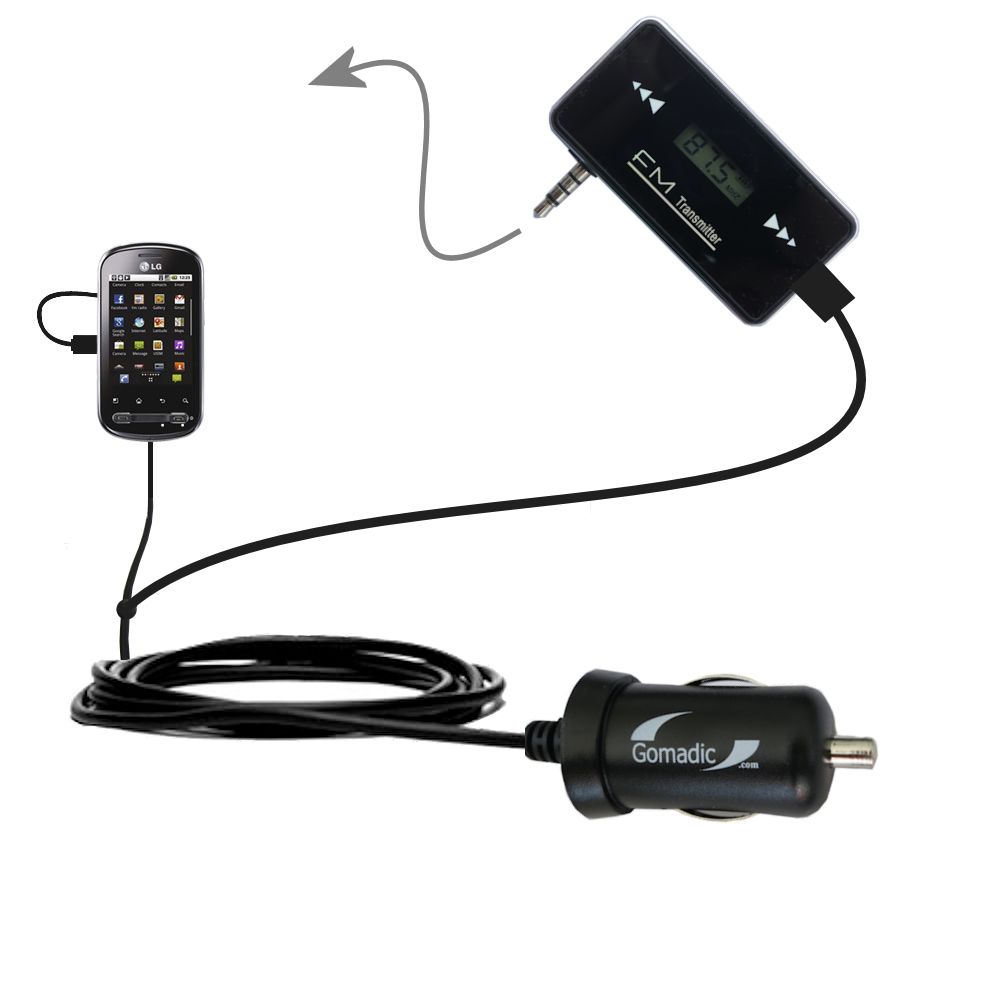 FM Transmitter Plus Car Charger compatible with the LG Optimus Me P350