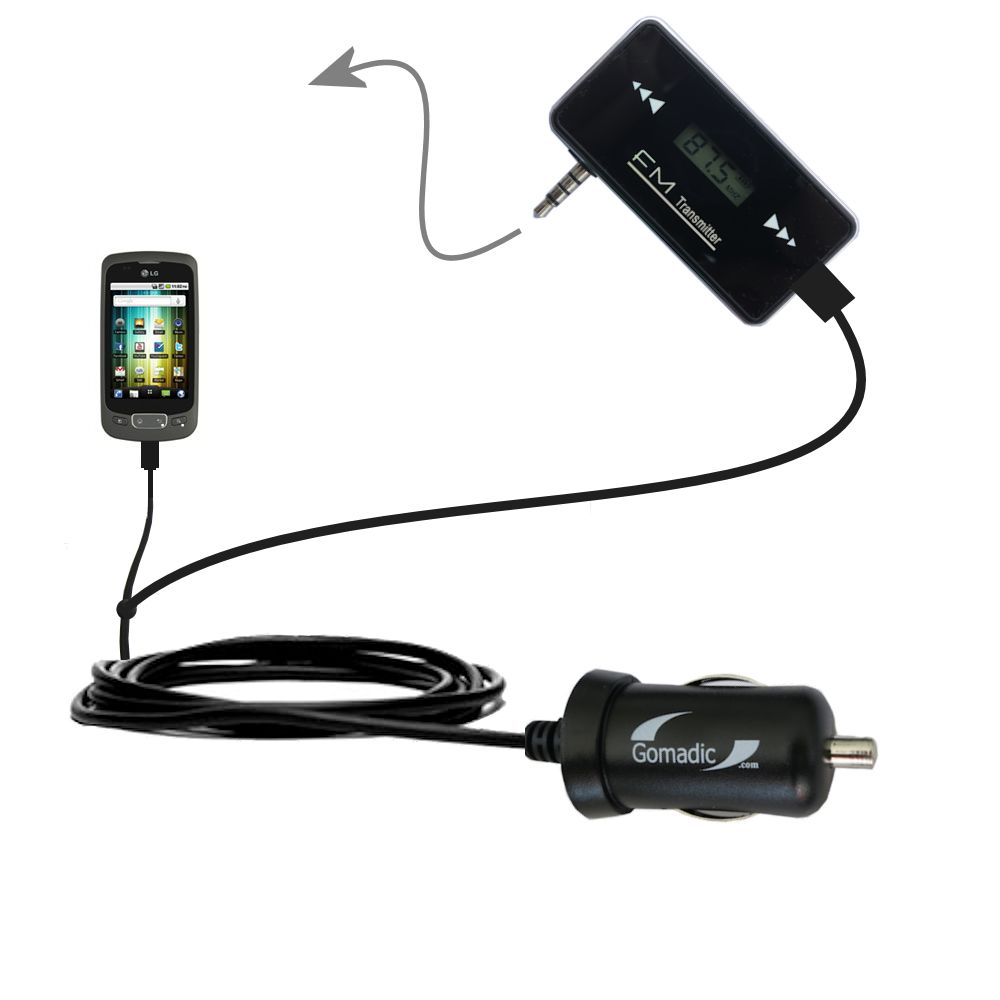 FM Transmitter Plus Car Charger compatible with the LG Optimus One