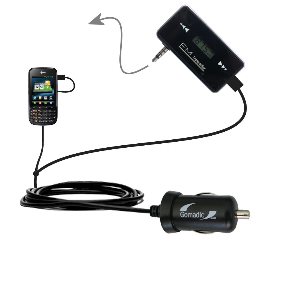 FM Transmitter Plus Car Charger compatible with the LG Optimus Pro