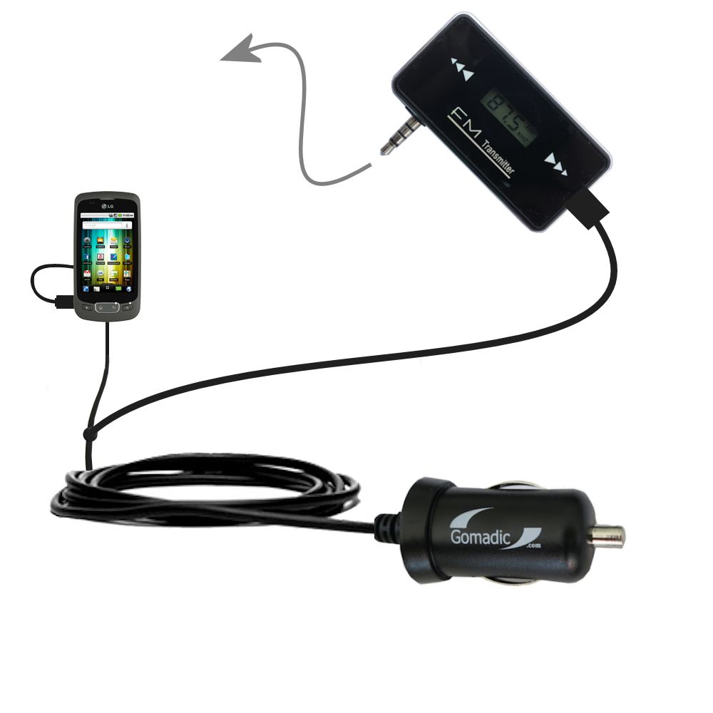 FM Transmitter Plus Car Charger compatible with the LG Optimus T