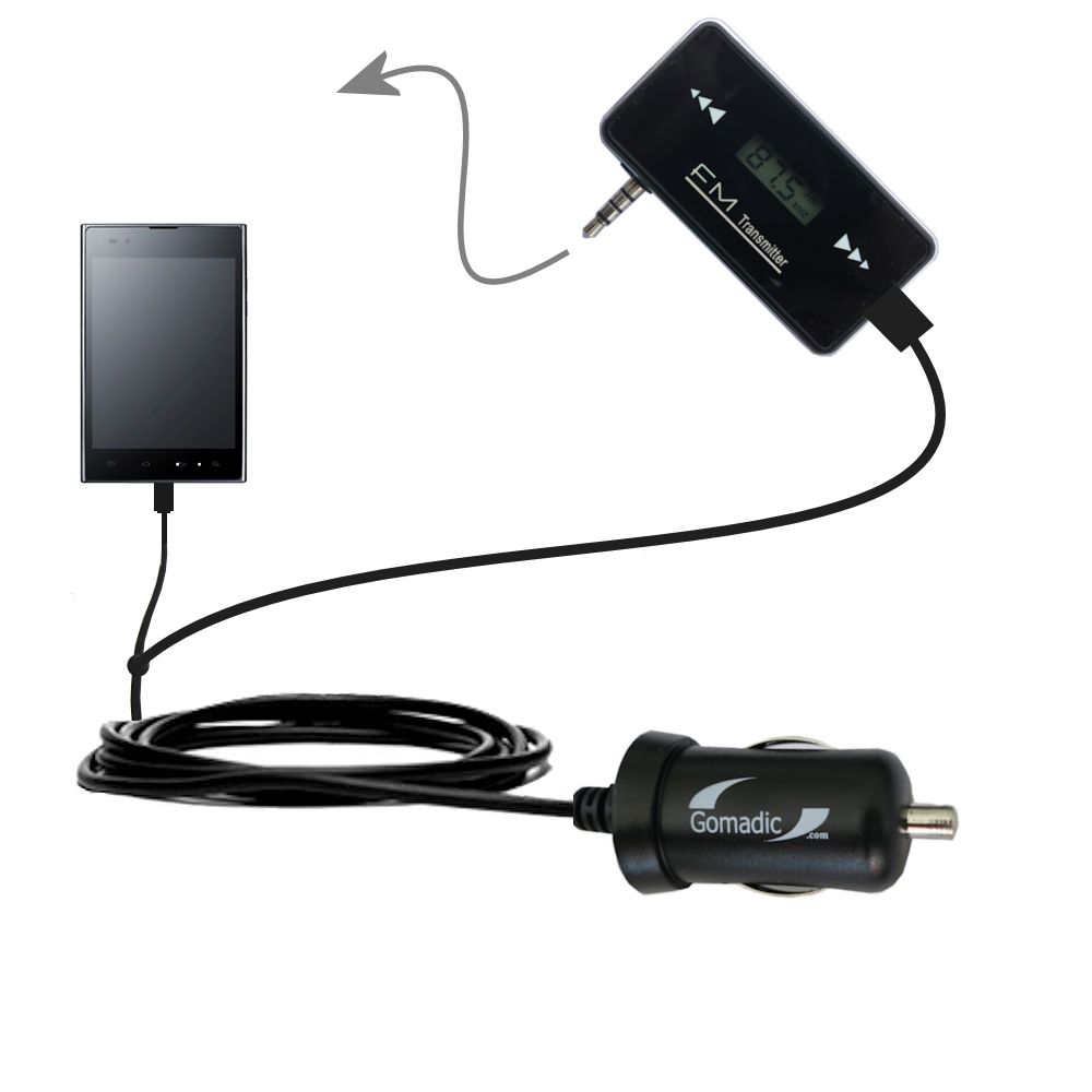 FM Transmitter Plus Car Charger compatible with the LG Optimus Vu