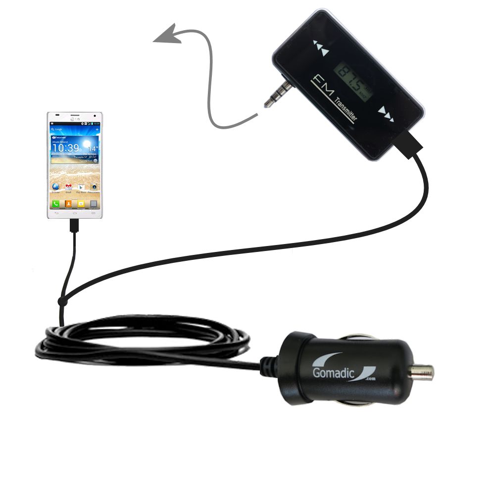 FM Transmitter Plus Car Charger compatible with the LG P880