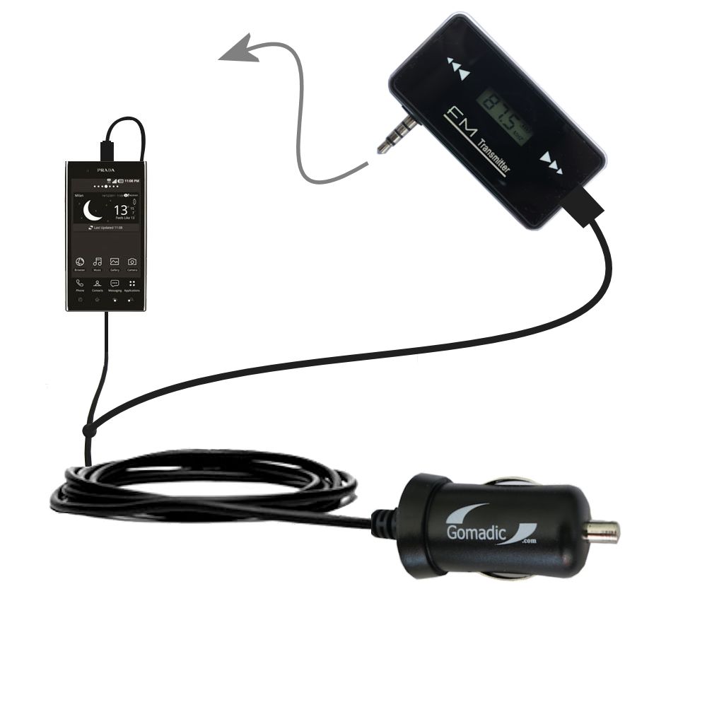 FM Transmitter Plus Car Charger compatible with the LG Prada 3.0