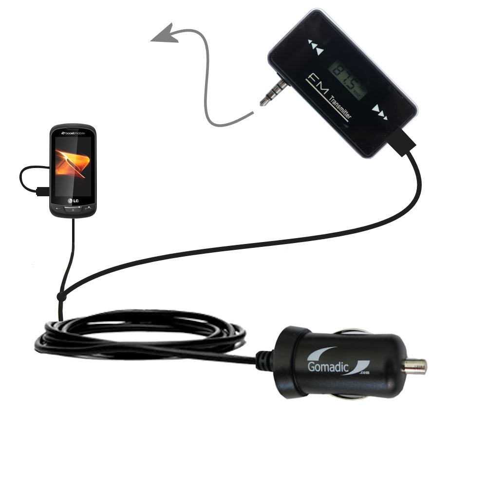 FM Transmitter Plus Car Charger compatible with the LG Rumor Reflex