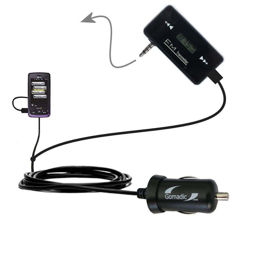 FM Transmitter Plus Car Charger compatible with the LG Rumor Touch