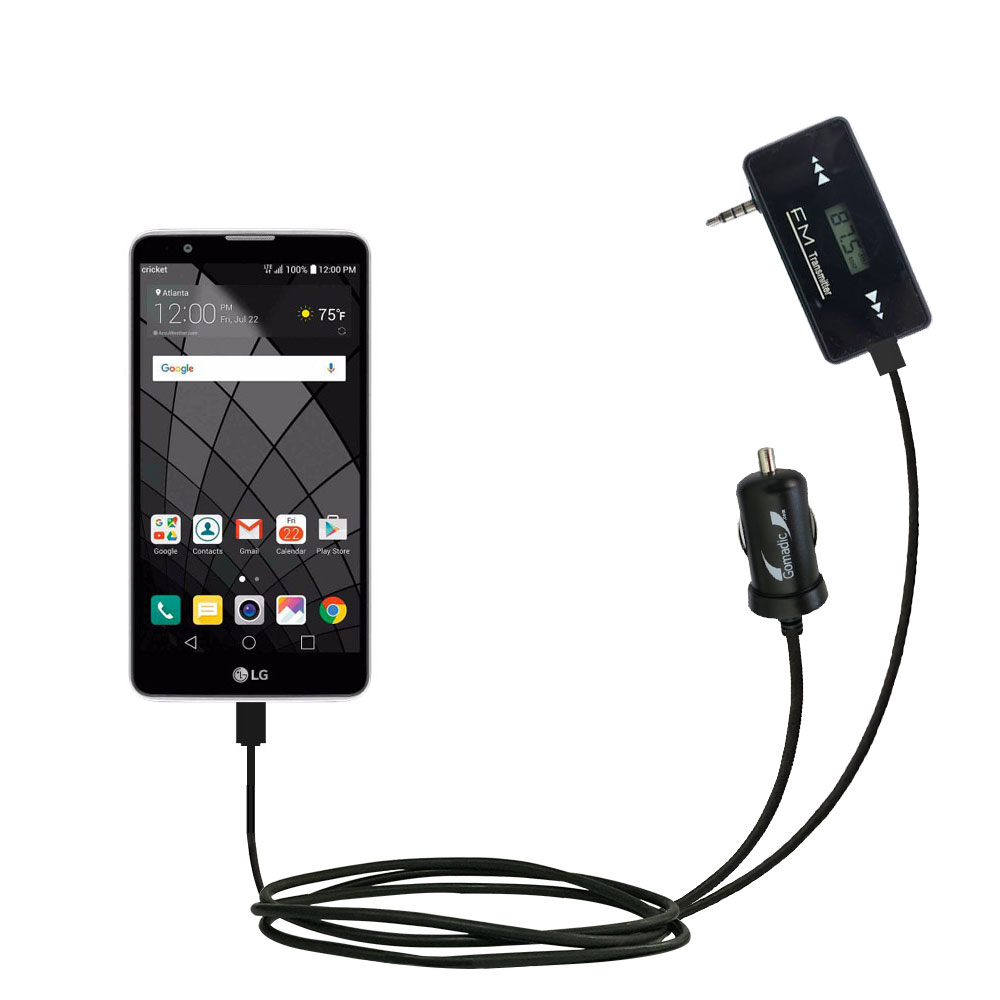 FM Transmitter Plus Car Charger compatible with the LG Stylo 2