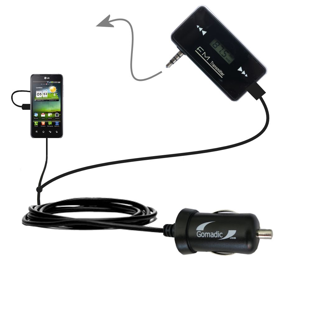 FM Transmitter Plus Car Charger compatible with the LG Tegra 2