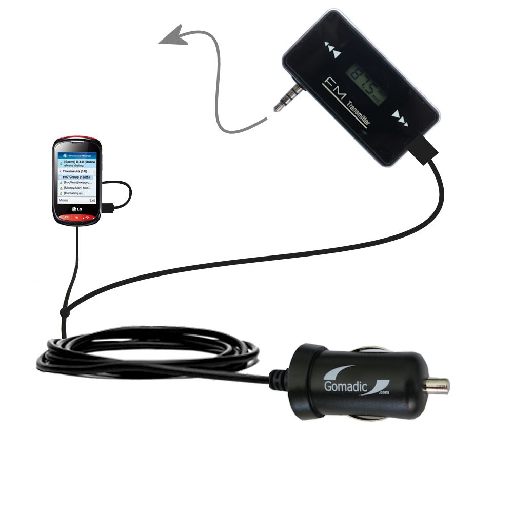 FM Transmitter Plus Car Charger compatible with the LG Wink 3G