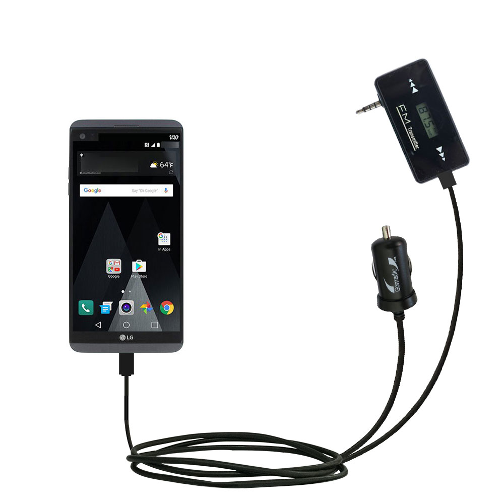 FM Transmitter Plus Car Charger compatible with the LG X Power