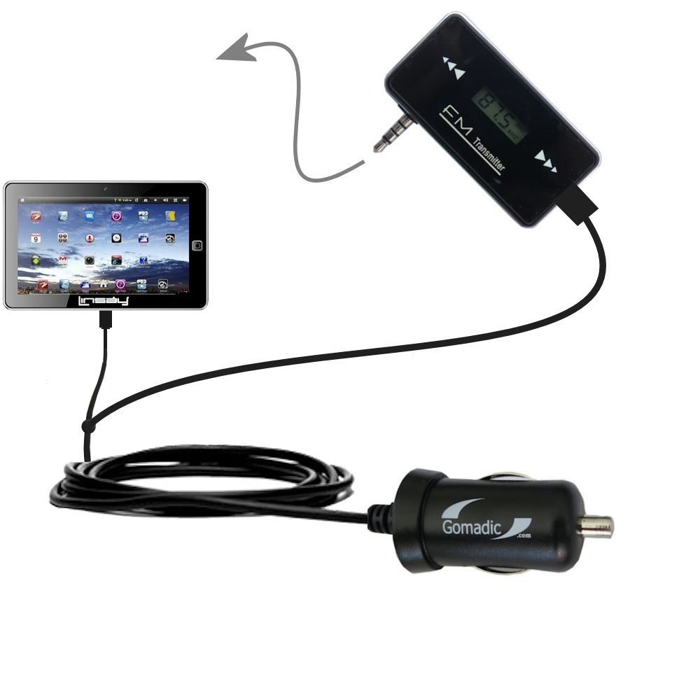 FM Transmitter Plus Car Charger compatible with the Linsay Cosmos F-7HD F-10HD