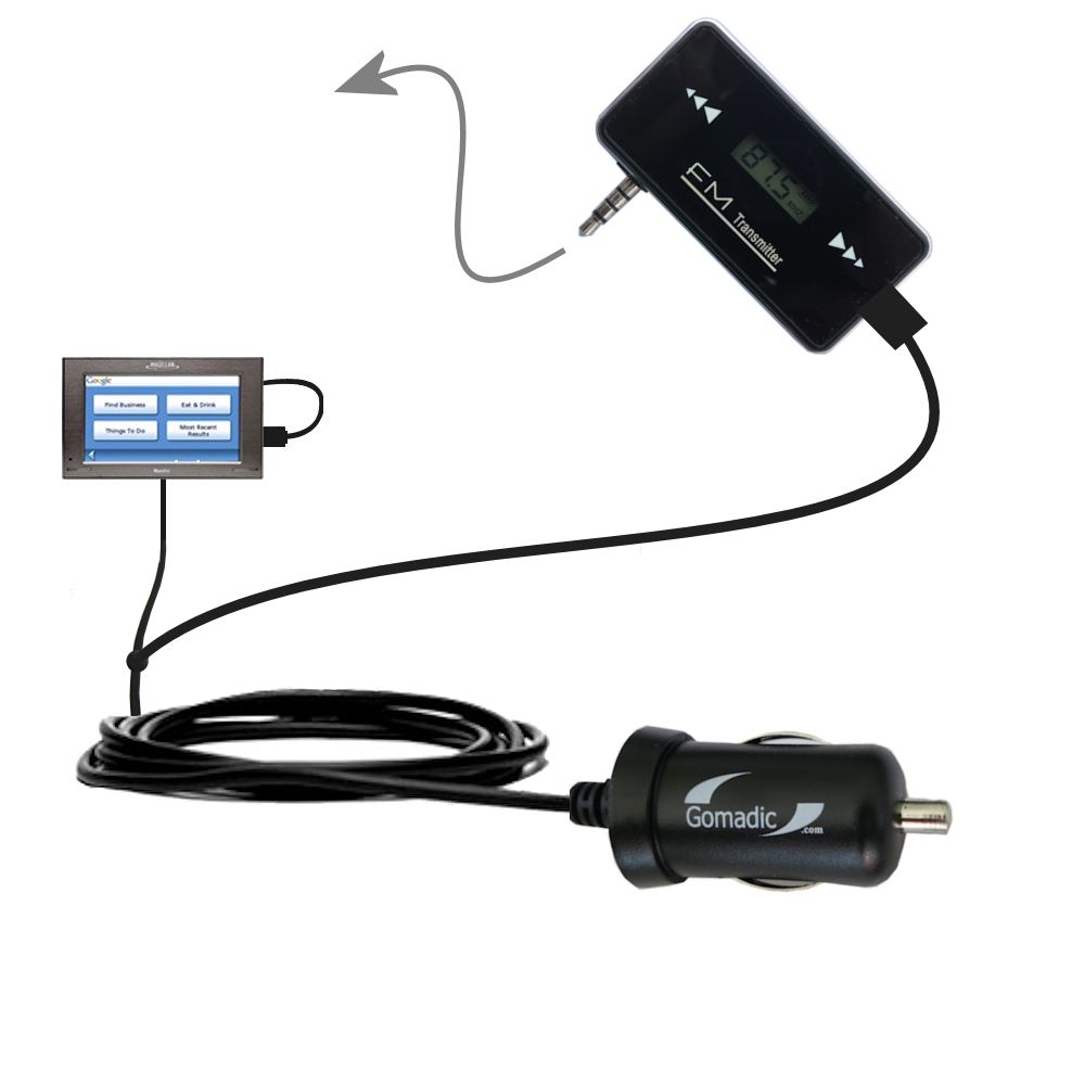 FM Transmitter Plus Car Charger compatible with the Magellan Maestro 5340