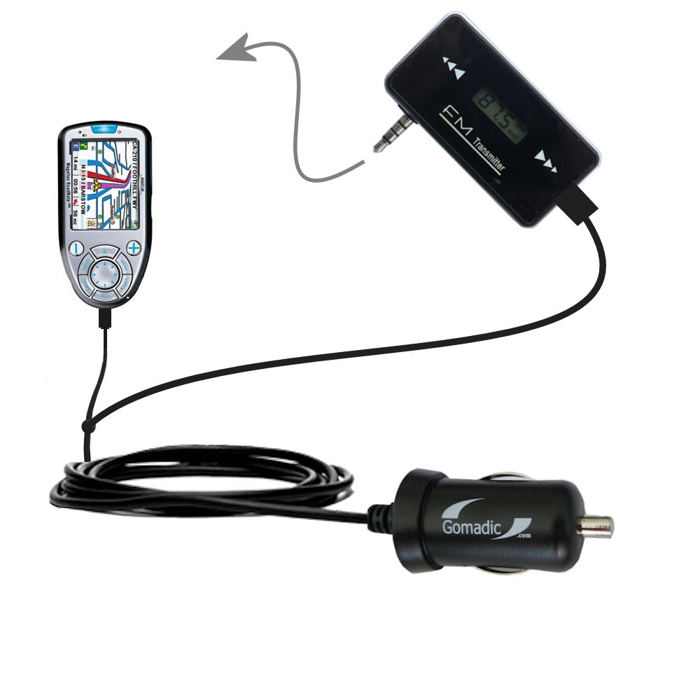 FM Transmitter Plus Car Charger compatible with the Magellan Roadmate 800
