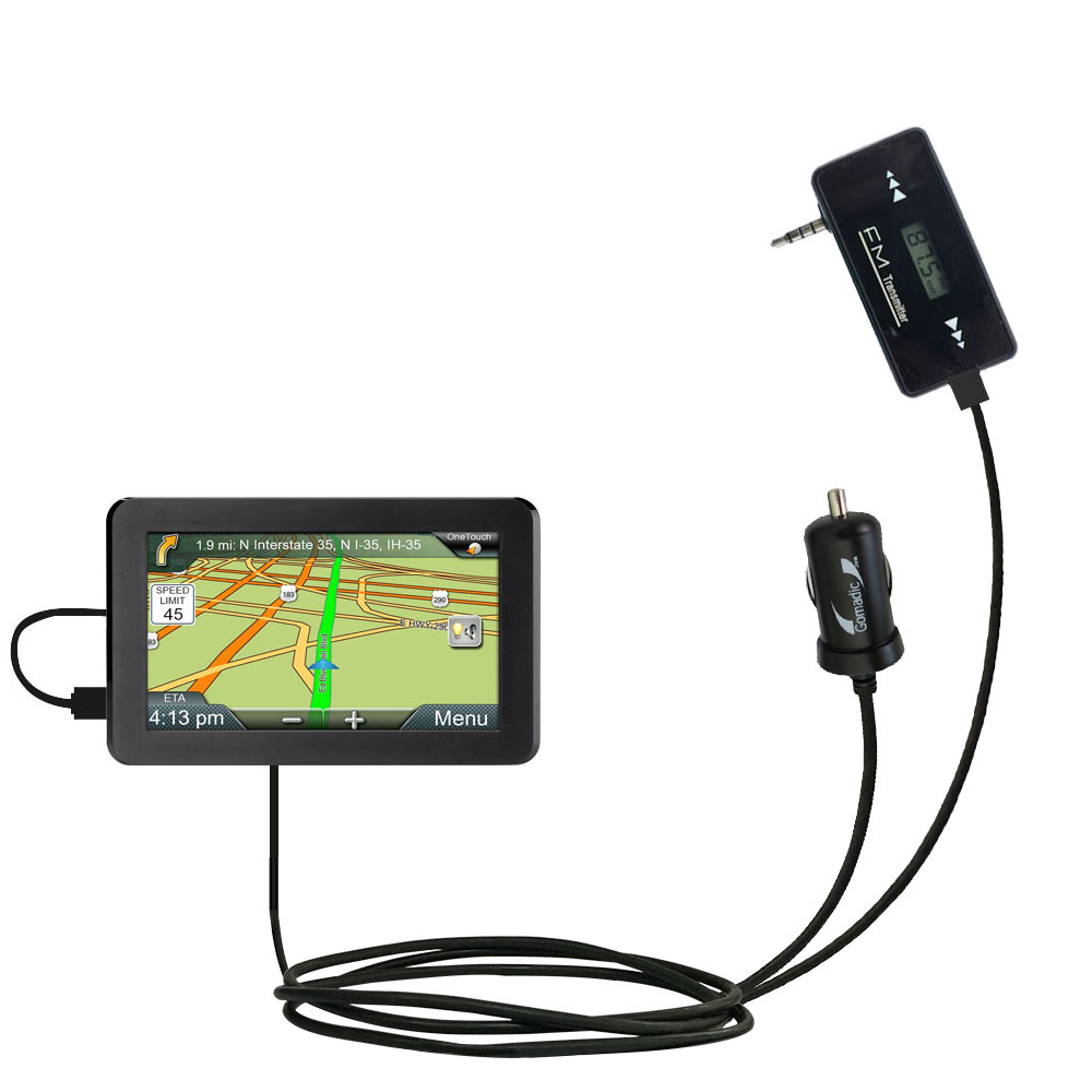 FM Transmitter Plus Car Charger compatible with the Magellan Roadmate 9600 /  9612T / 9616T