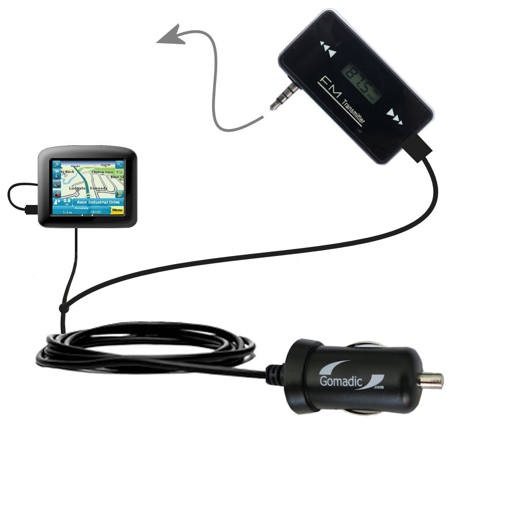 FM Transmitter Plus Car Charger compatible with the Maylong FD-220 GPS For Dummies