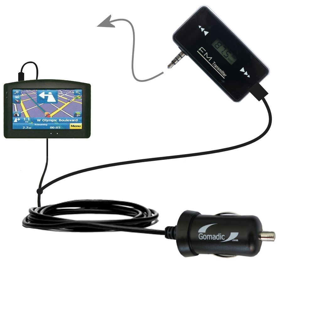 FM Transmitter Plus Car Charger compatible with the Maylong FD-420 GPS For Dummies