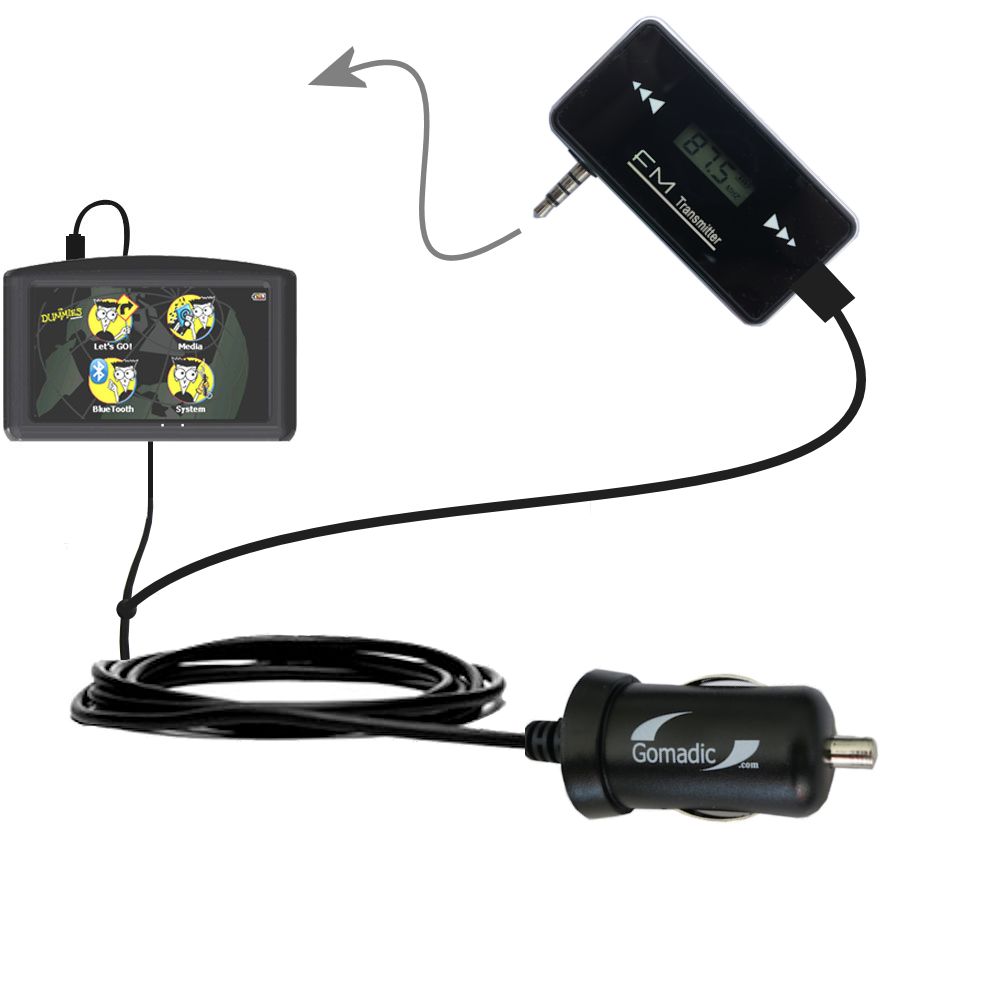 FM Transmitter Plus Car Charger compatible with the Maylong FD-430 GPS For Dummies