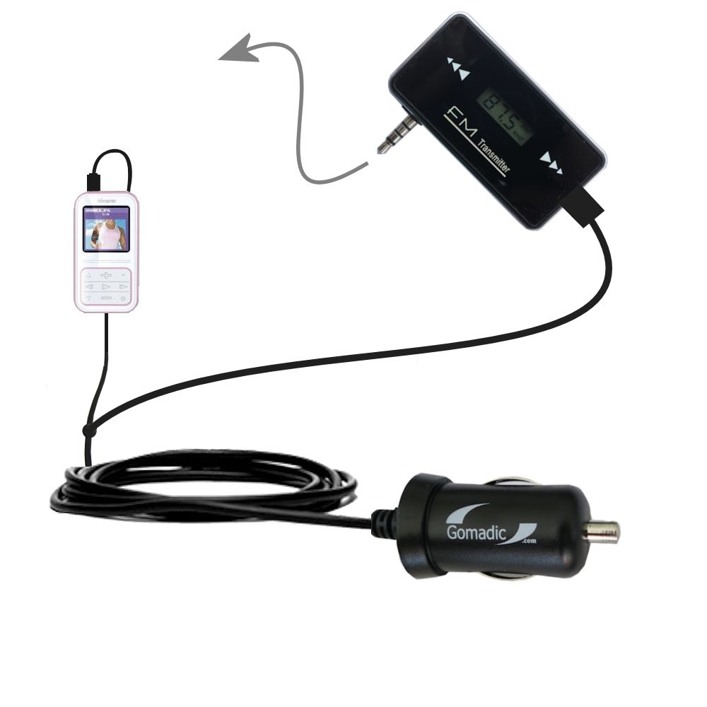 FM Transmitter Plus Car Charger compatible with the Memorex MMP8590 MMP8595
