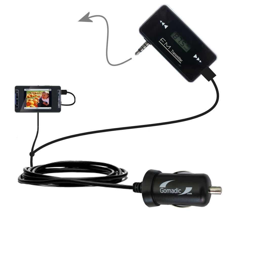 FM Transmitter Plus Car Charger compatible with the Memorex MMP9008