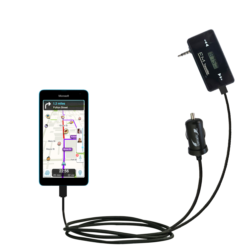 FM Transmitter Plus Car Charger compatible with the Microsoft Lumia 535