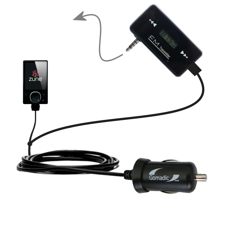FM Transmitter Plus Car Charger compatible with the Microsoft Zune 80GB 2nd Gen