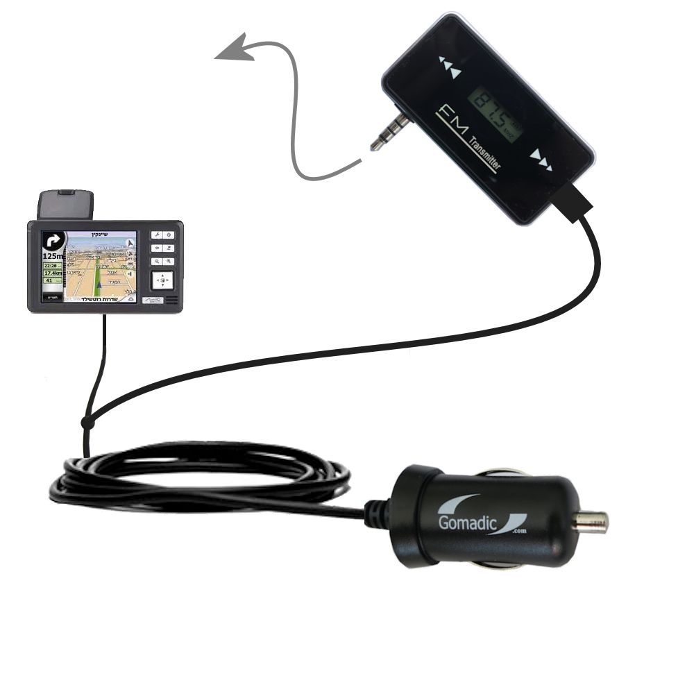 FM Transmitter Plus Car Charger compatible with the Mio 136