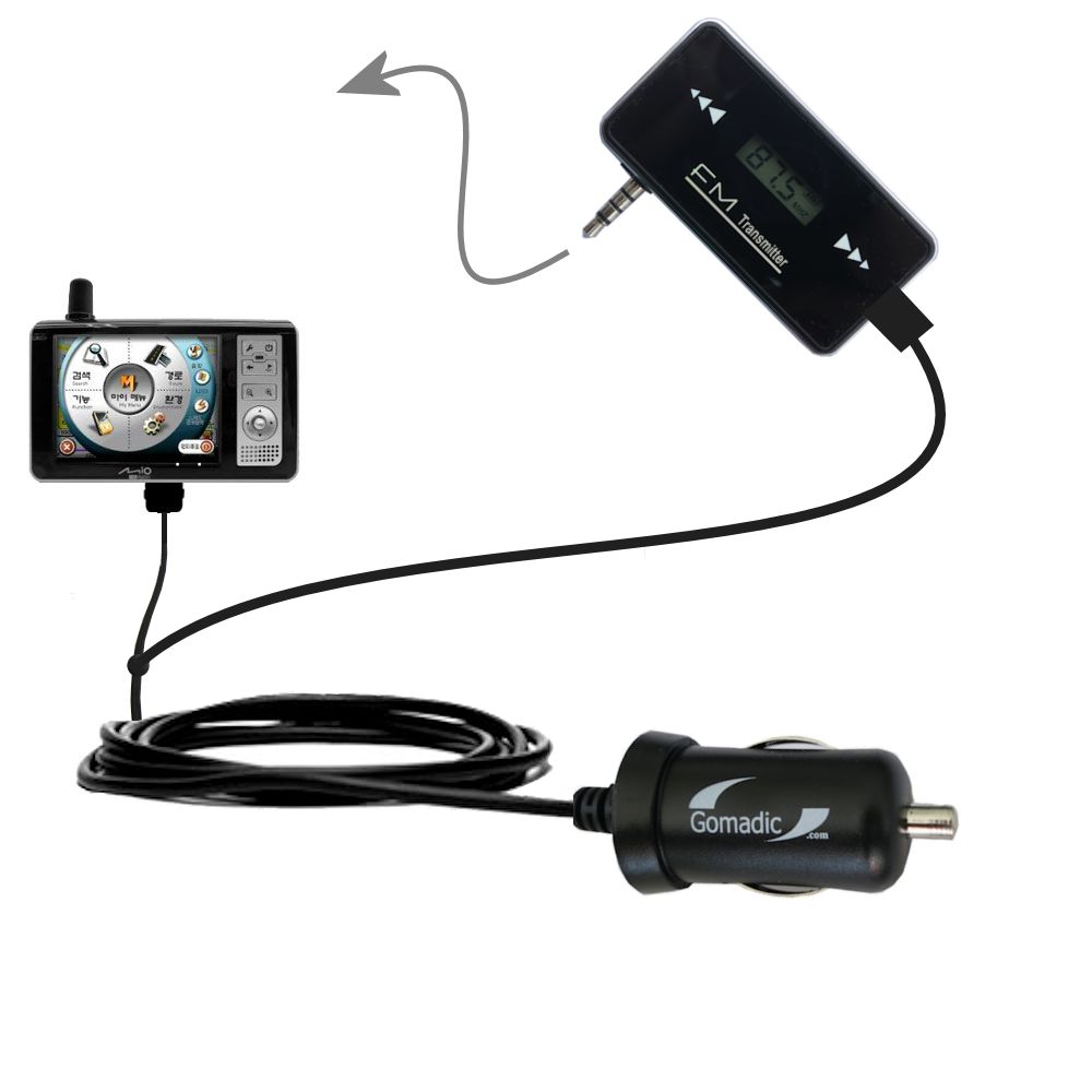 FM Transmitter Plus Car Charger compatible with the Mio 138