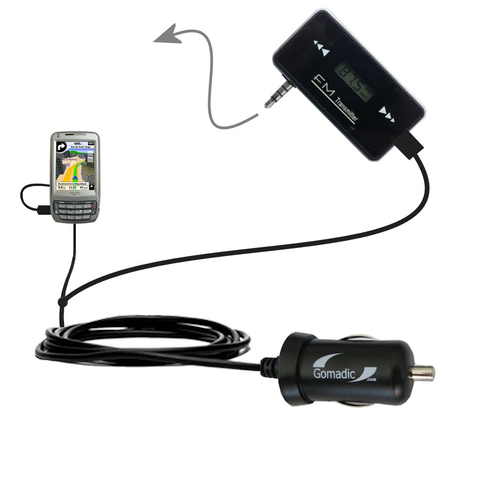 FM Transmitter Plus Car Charger compatible with the Mio A702