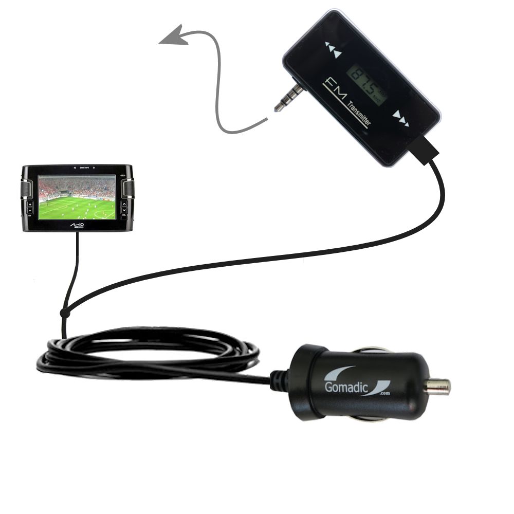 FM Transmitter Plus Car Charger compatible with the Mio C317