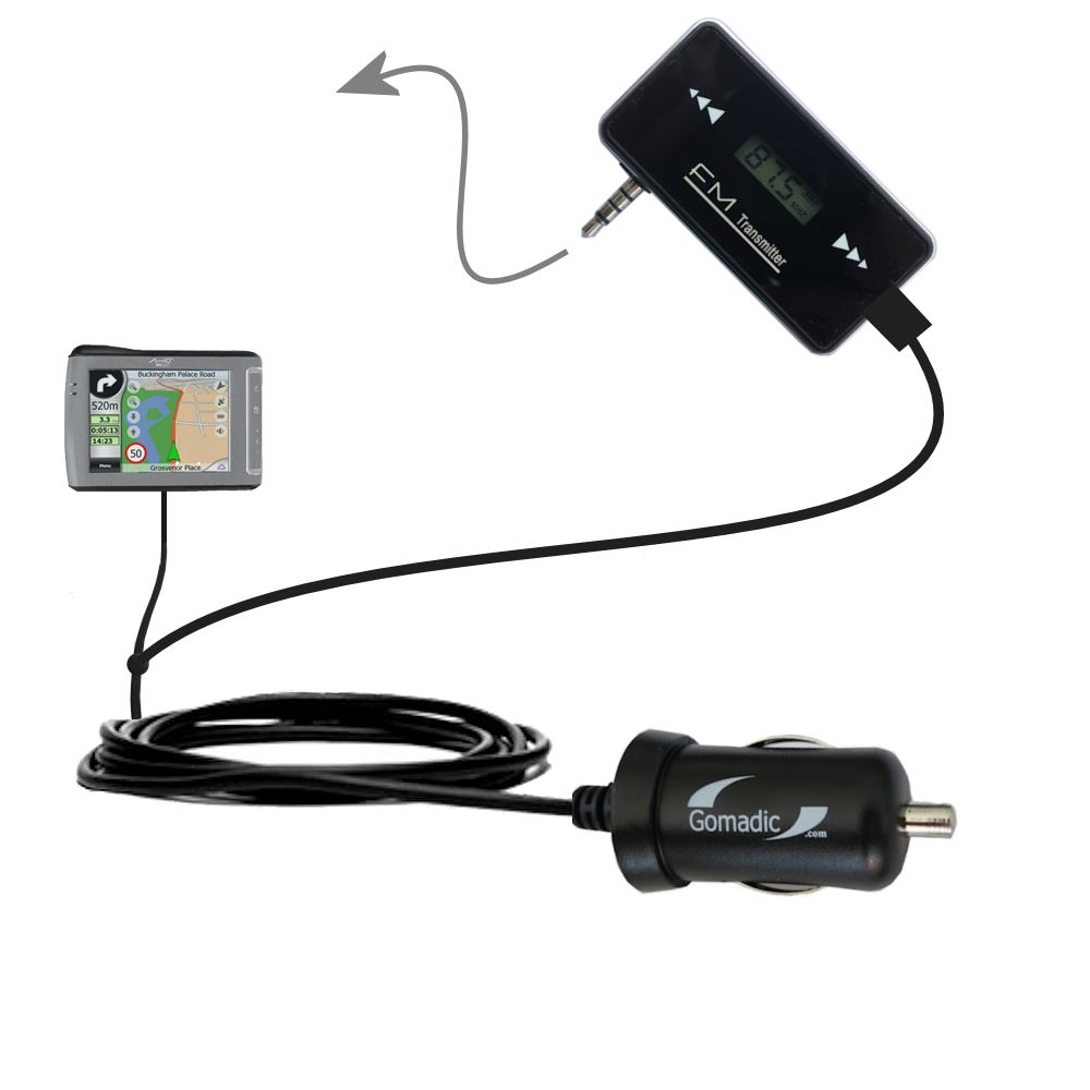 FM Transmitter Plus Car Charger compatible with the Mio DigiWalker C510e