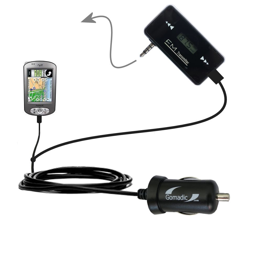FM Transmitter Plus Car Charger compatible with the Mio P350
