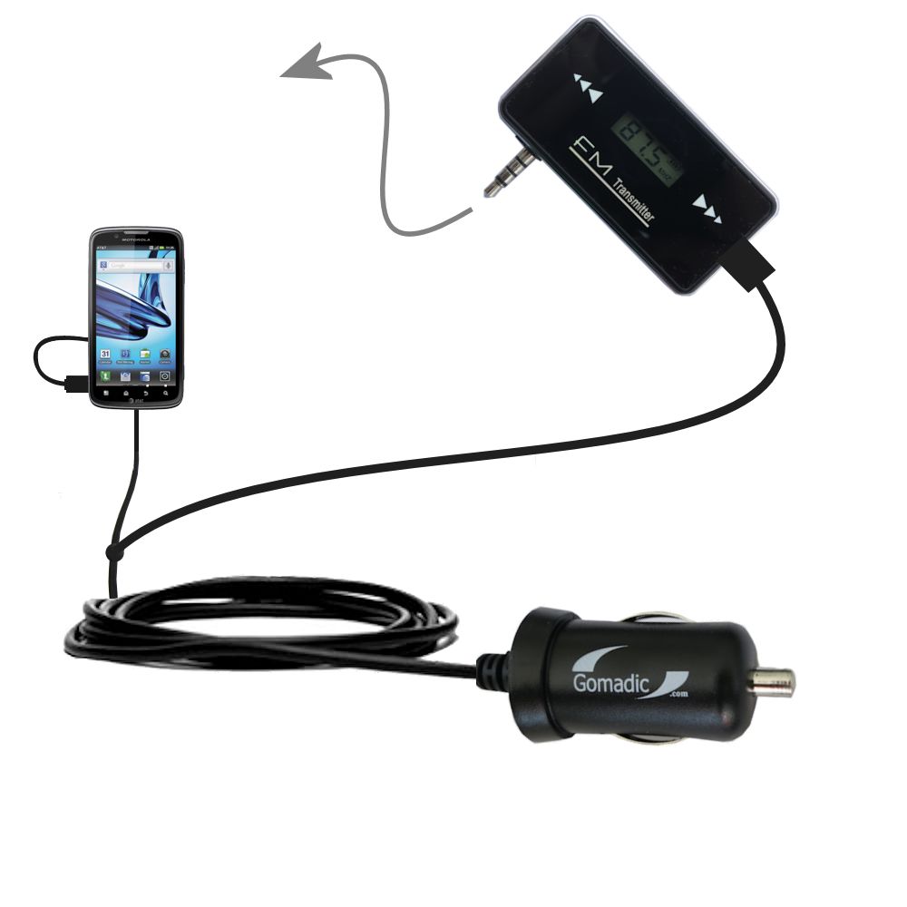 FM Transmitter Plus Car Charger compatible with the Motorola Atrix 2