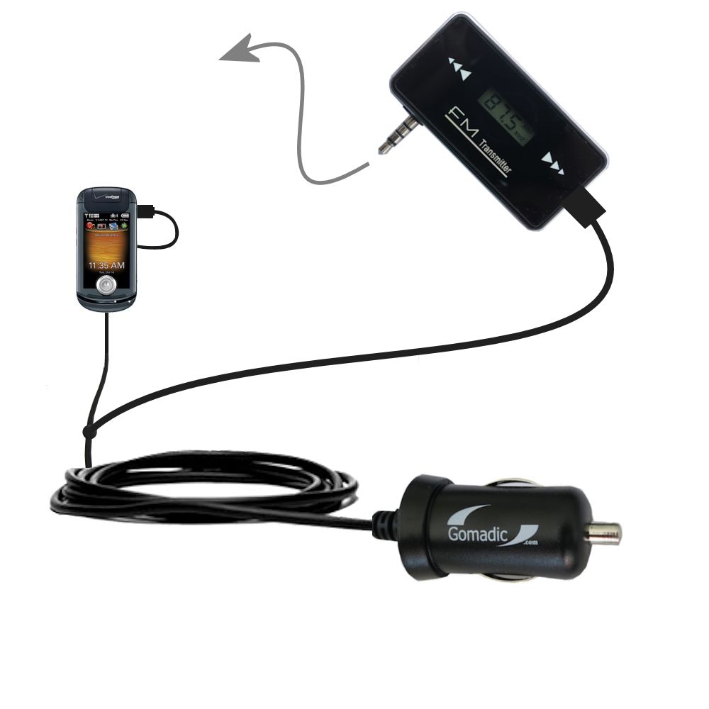 FM Transmitter Plus Car Charger compatible with the Motorola Blaze ZN4