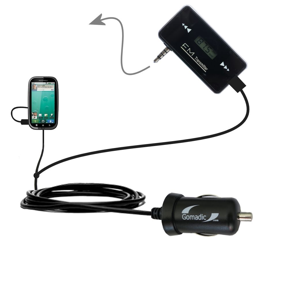 FM Transmitter Plus Car Charger compatible with the Motorola Bravo