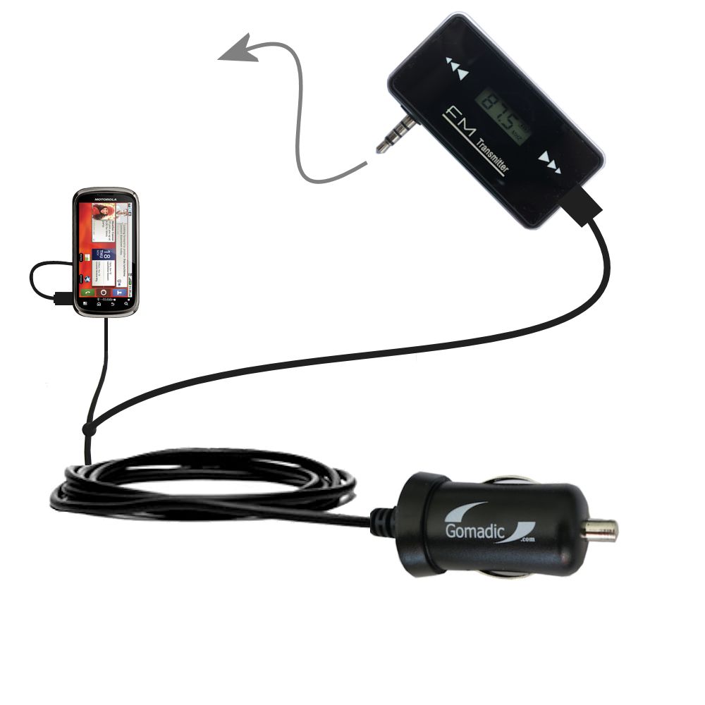 FM Transmitter Plus Car Charger compatible with the Motorola CLIQ 2