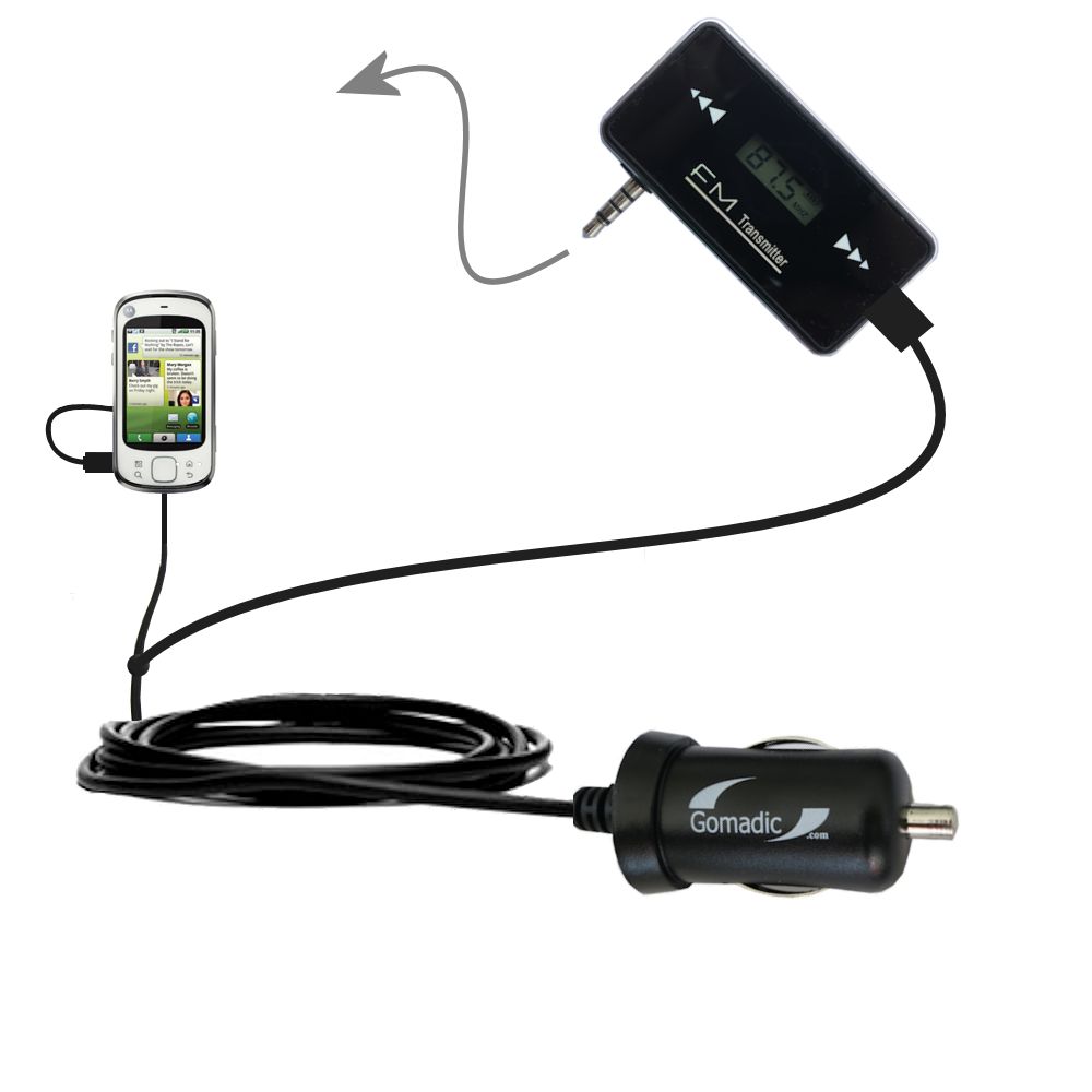 FM Transmitter Plus Car Charger compatible with the Motorola CLIQ XT