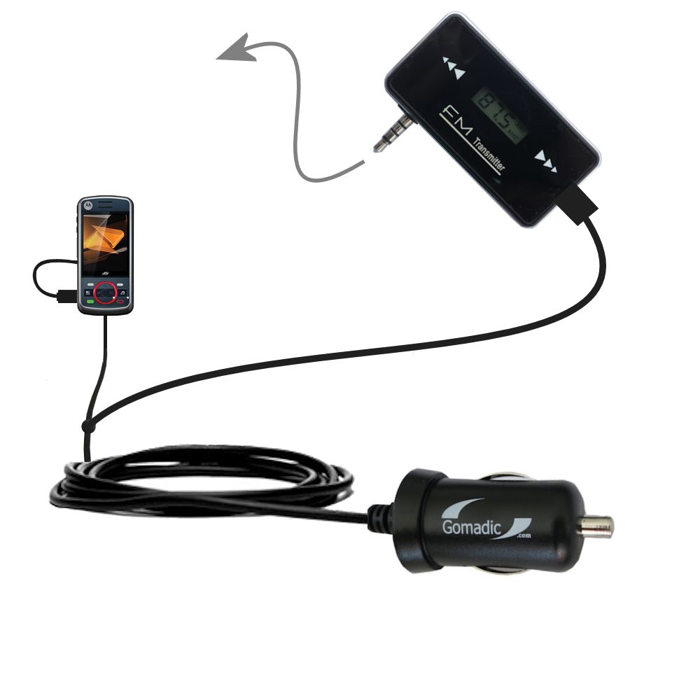 FM Transmitter Plus Car Charger compatible with the Motorola Debut i856