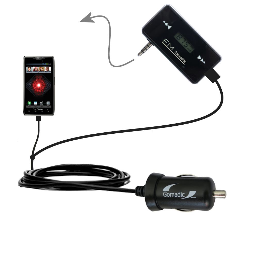FM Transmitter Plus Car Charger compatible with the Motorola Droid MAXX