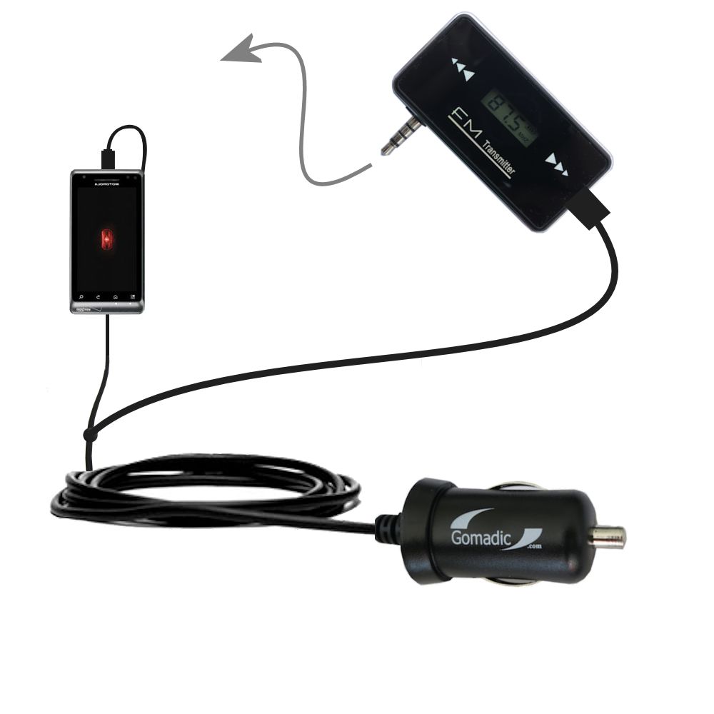 FM Transmitter Plus Car Charger compatible with the Motorola Droid Pro
