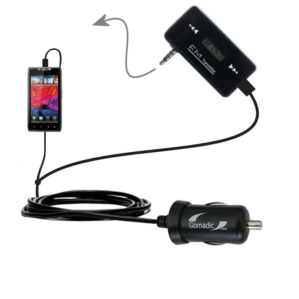 FM Transmitter Plus Car Charger compatible with the Motorola DROID RAZR